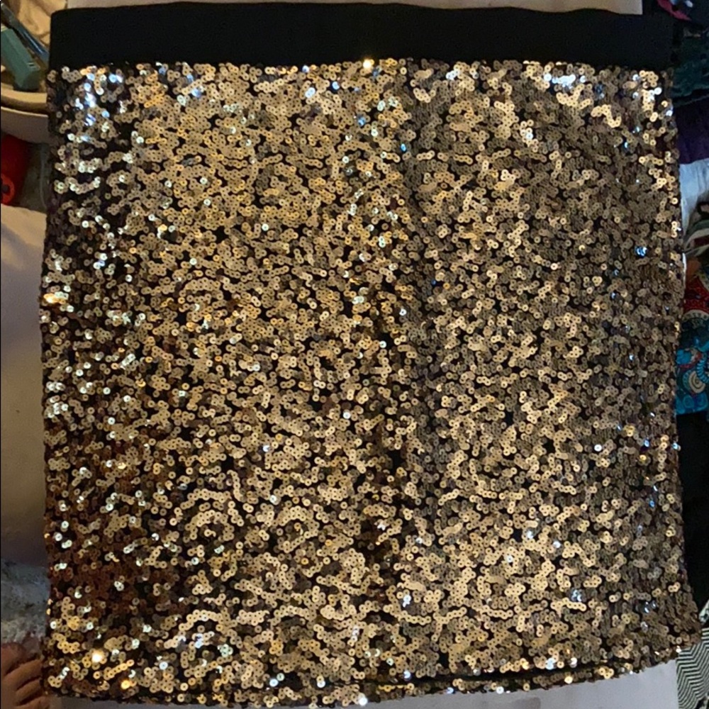 Gold Sequin Mini Skirt